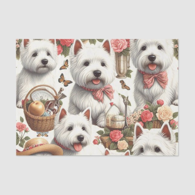 Papel De Seda Cute West Highland White Terrier Seamless (Anverso)