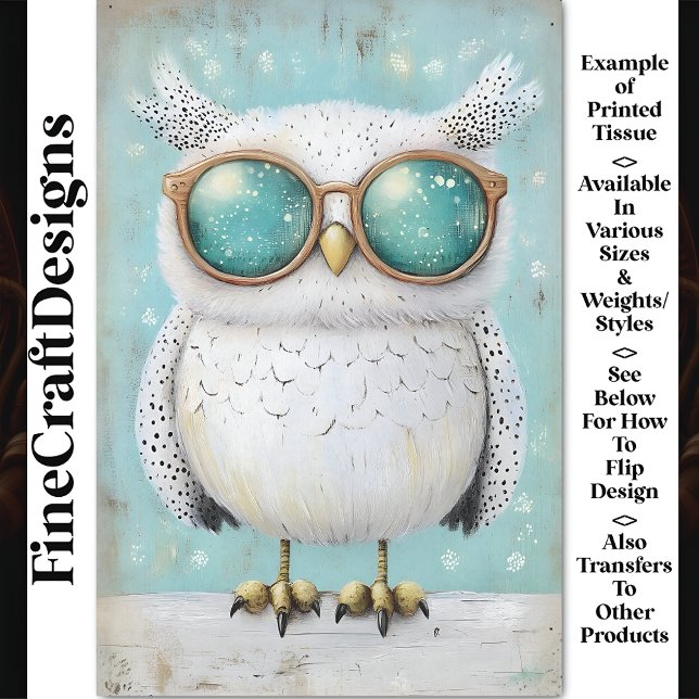 Papel De Seda Cute Whimsy Steampunk Búho Blanco BT6 Decoupage (Subido por el creador)