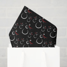 Papel De Seda Cute Winter Snowman Pattern Black