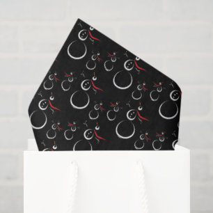 Papel De Seda Cute Winter Snowman Pattern Black