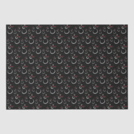 Papel De Seda Cute Winter Snowman Pattern Black