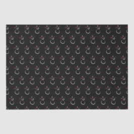 Papel De Seda Cute Winter Snowman Pattern Black