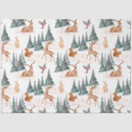 Papel De Seda Cute Woodland Animals Christmas Tissue Paper