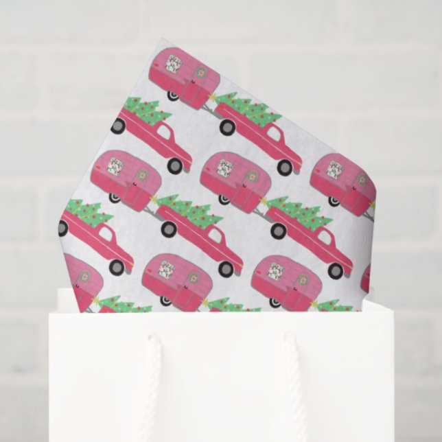 Papel De Seda Cute Xmas Trailers RVs Trucks Christmas Holiday  (Bolsa de regalo)