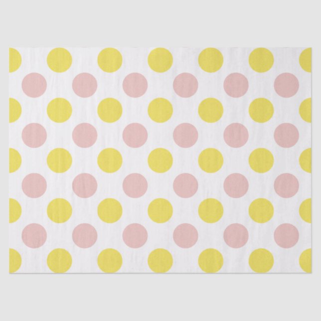 Papel De Seda Cute Yellow and Pink Polka Dot  (Anverso)