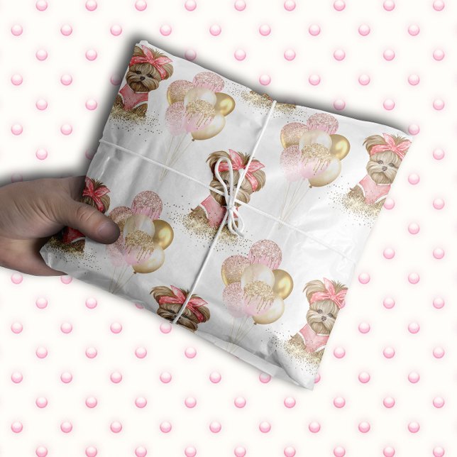 Papel De Seda Cute Yorkie Dos Cute Balloon Birday Party (Subido por el creador)