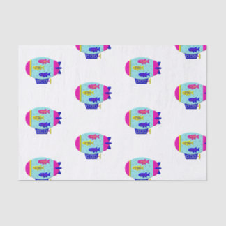 Papel De Seda Cute Zebra Fish in a Zeppelin