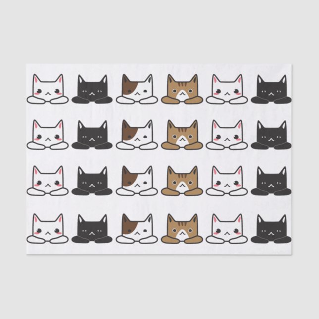 Papel De Seda Cuto "Gatos Todos En Una Fila" (Anverso)