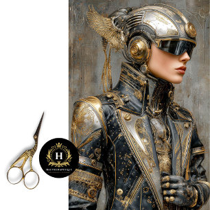 Papel De Seda Cyborg Warrior Steampunk Sci-Fi Decoupage Art