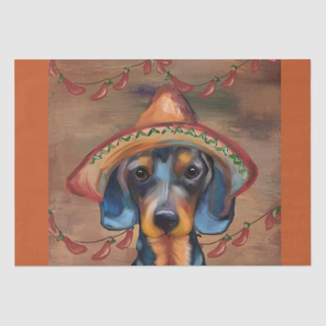 Papel De Seda Dachshund Cinco de Mayo (Anverso)