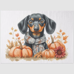 Papel De Seda Dachshund con Decoupage de Calabazas