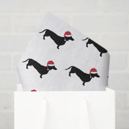Papel De Seda Dachshund con sombrero de Santa Navidad