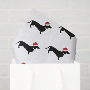 Papel De Seda Dachshund con sombrero de Santa Navidad