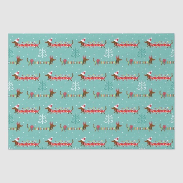 Papel De Seda Dachshund de Navidad  (Anverso)