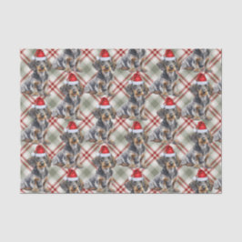 Papel De Seda Dachshund de pelo duro Santa Perro Cuadros Navidad