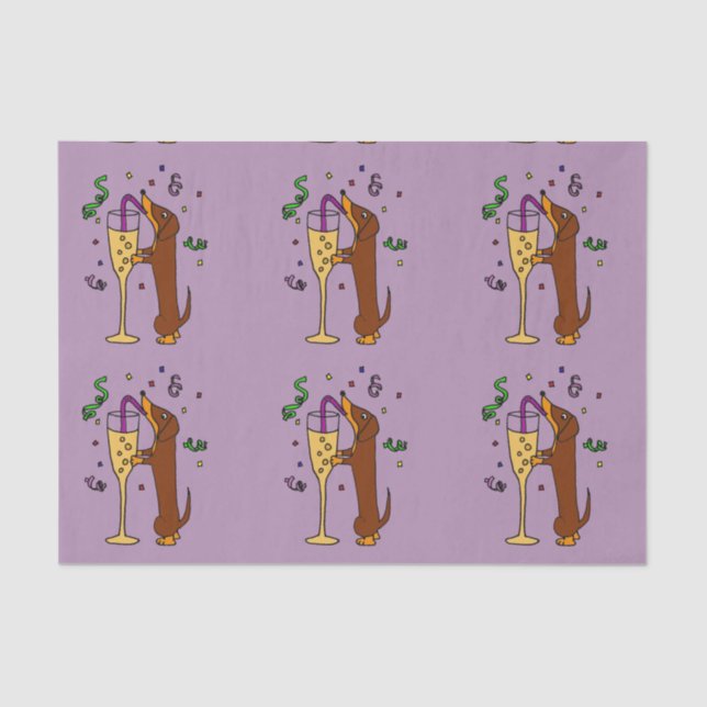 Papel De Seda Dachshund divertido que bebe Champán (Anverso)
