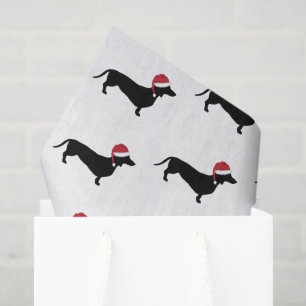 Papel De Seda Dachshund en un Navidad de Santa Hat