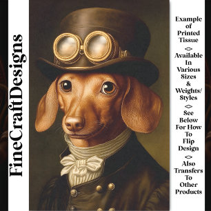 Papel De Seda Dachshund Perro Steampunk Victoriano BF5 Decoupage