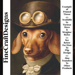 Papel De Seda Dachshund Perro Steampunk Victoriano BF6 Decoupage