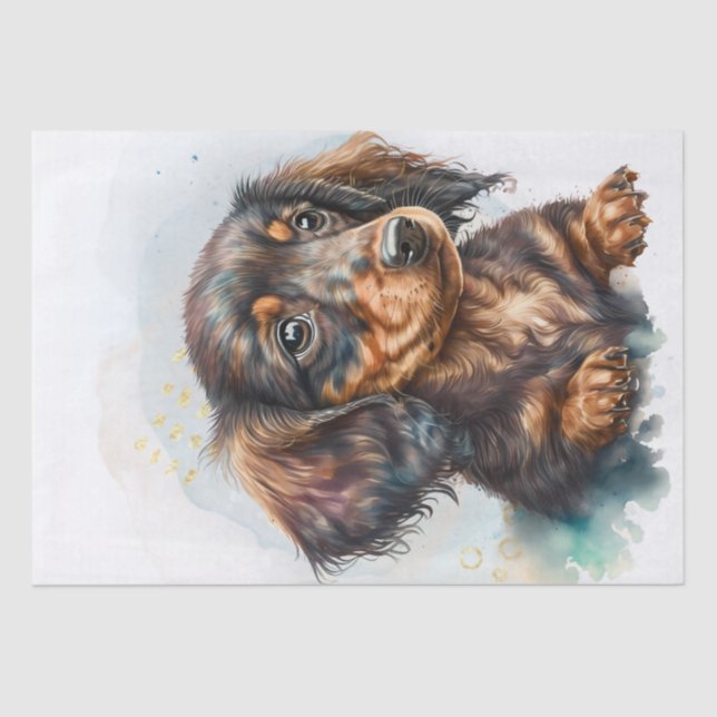 Papel De Seda Dachshund Puppy Watercolor (Anverso)