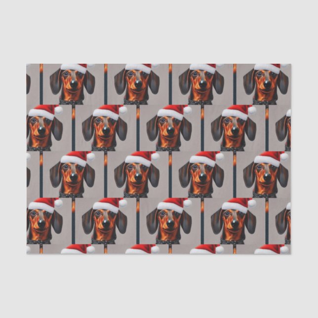 Papel De Seda Dachshund Santa Tissue Paper (Anverso)