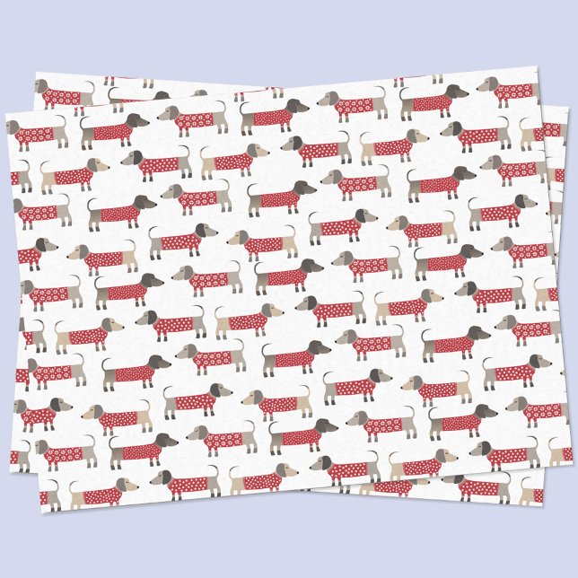 Papel De Seda Dachshund Sausage Wiener Dog Holiday (Fun festive Dachshund Sausage or Weiner Dog tissue paper)