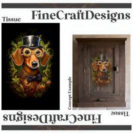 Papel De Seda Dachshund Steampunk Adornado Decoupage Derecha 149