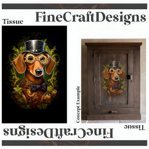 Papel De Seda Dachshund Steampunk Adornado Decoupage Derecha 149