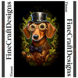 Papel De Seda Dachshund Steampunk Adornado Decoupage Izquierda 1