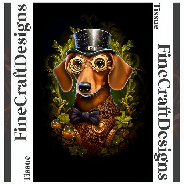 Papel De Seda Dachshund Steampunk Adornado Decoupage Izquierda 1 (Subido por el creador)