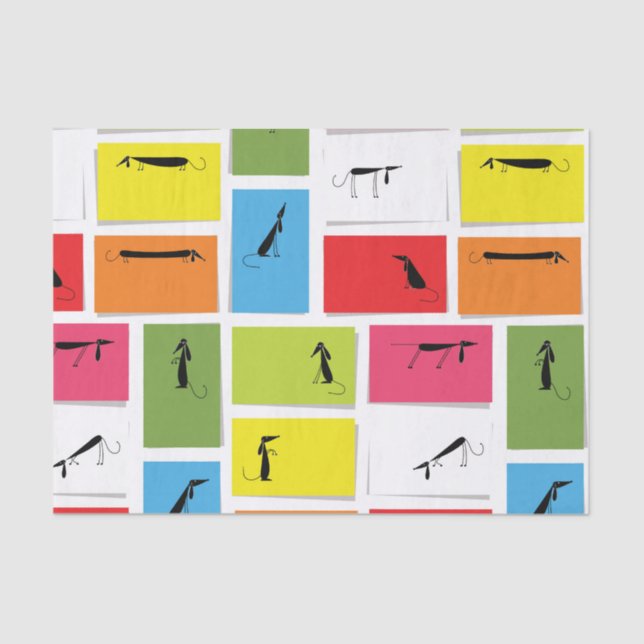 Papel De Seda Dachshunds coloridos (Anverso)