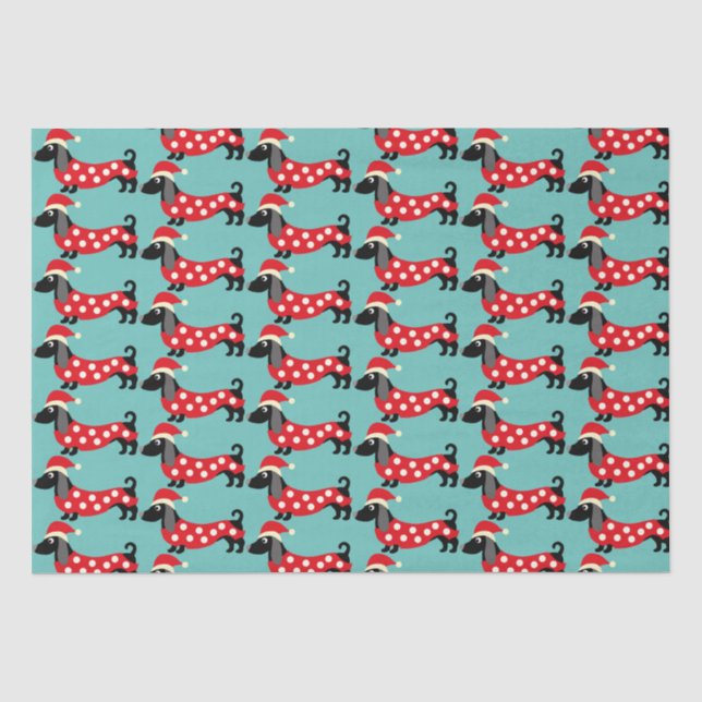 Papel De Seda Dachshunds de vacaciones festivas (Anverso)