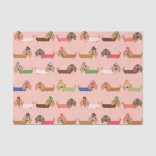 Papel De Seda Dachshunds en rosa