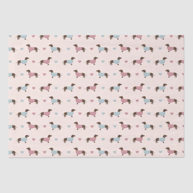 Papel De Seda Dachshunds y corazones (Anverso)