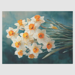 Papel De Seda Daffodils de color de agua Desnudos de fondo Verde