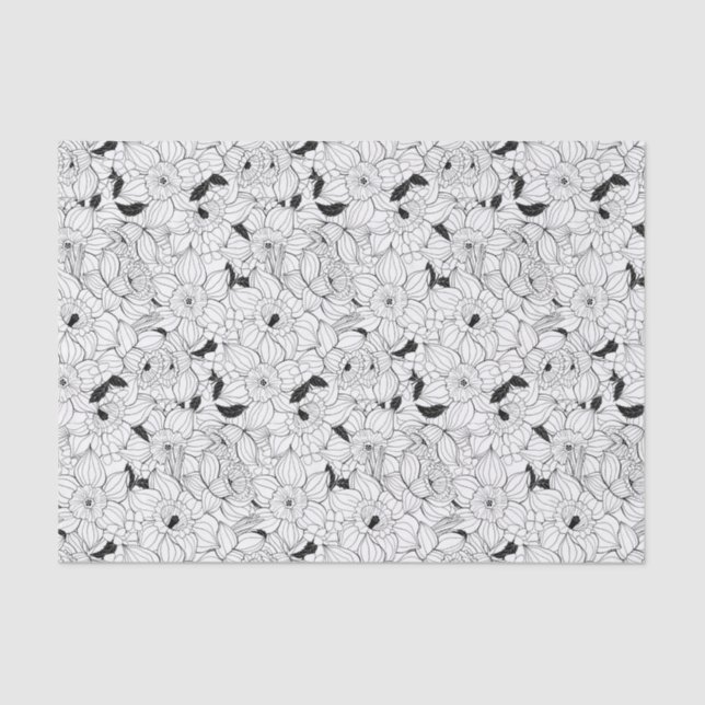 Papel De Seda Daffodils patrón floral de primavera (Anverso)