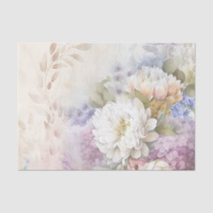 Papel De Seda Dahlia Blanca con Acentos Morados y Azules