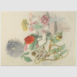 Papel De Seda Dahlia Lady Floral Decoupage Paper Vintage