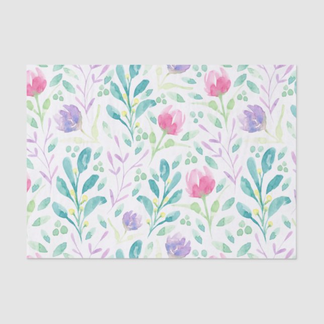 Papel De Seda Dainty Florals en acuarela (Anverso)