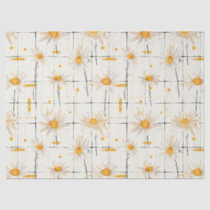 Papel De Seda Daisias blancas y amarillas - Fondo de plástico ru