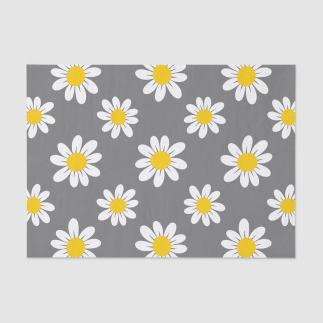 Papel De Seda Daisies amarillos blancos (Anverso)