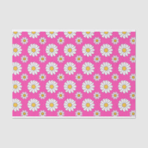 Papel De Seda Daisies blancos en rosa caliente