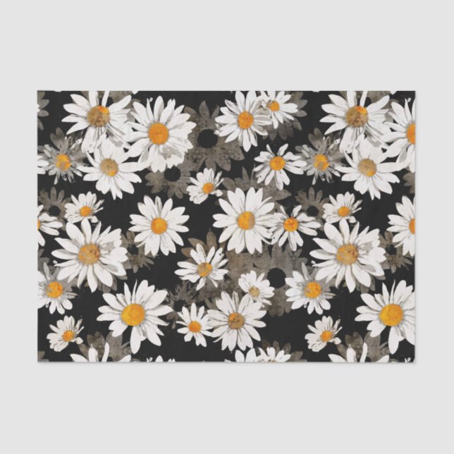 Papel De Seda Daisies blancos sobre la flor negra (Anverso)