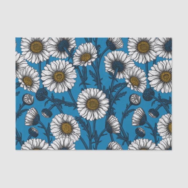 Papel De Seda Daisies en azul (Anverso)