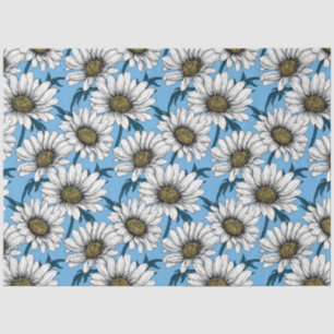 Papel De Seda Daisies, flores silvestres en azul