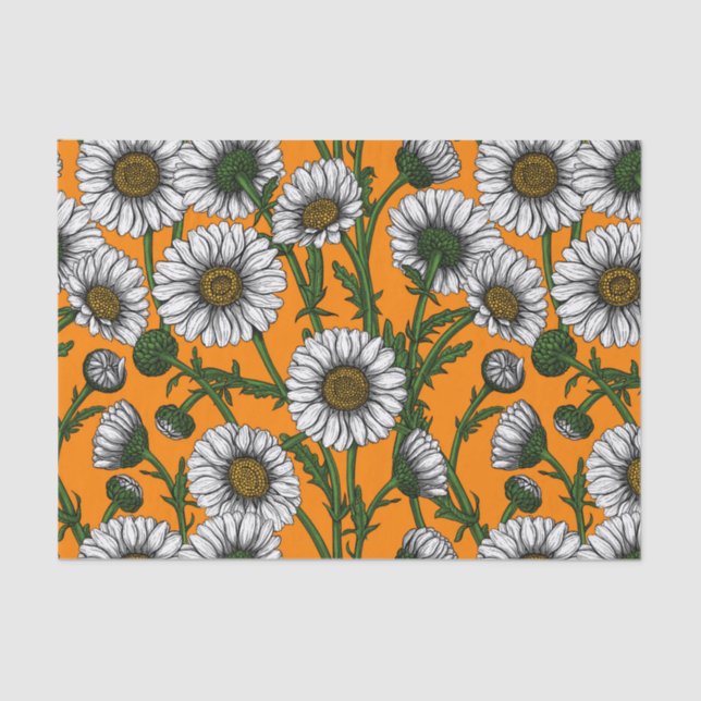 Papel De Seda Daisies on naranja (Anverso)