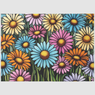 Papel De Seda Daisies vibrantes bohemias - Aspecto de vidrio man