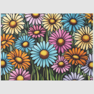 Papel De Seda Daisies vibrantes bohemias - Aspecto de vidrio man