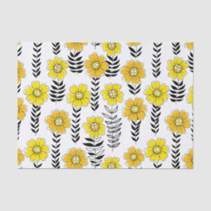 Papel De Seda Daisy doodles en amarillo y negro