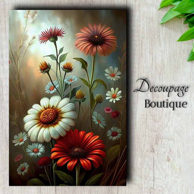 Papel De Seda Daisy Garden At Dusk Decoupage (Daisy Garden At Dusk Decoupage Tissue Paper)